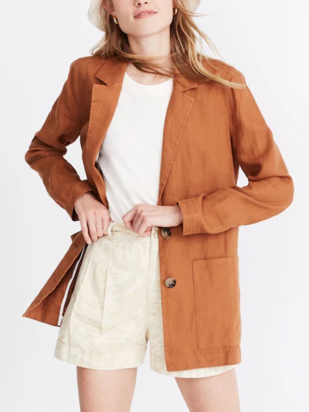 Madewell Rust Brown Linen Blazer